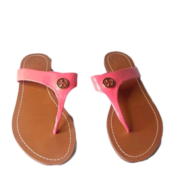 Tory Burch Cameron Sandals Women's Size 9 Shoes Pink Patent Leather - Picture 6 of 14